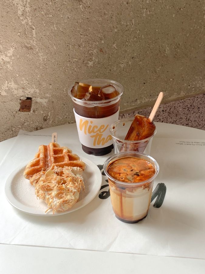 크로플,카야 크림라떼, 멜팅 큐브 라떼